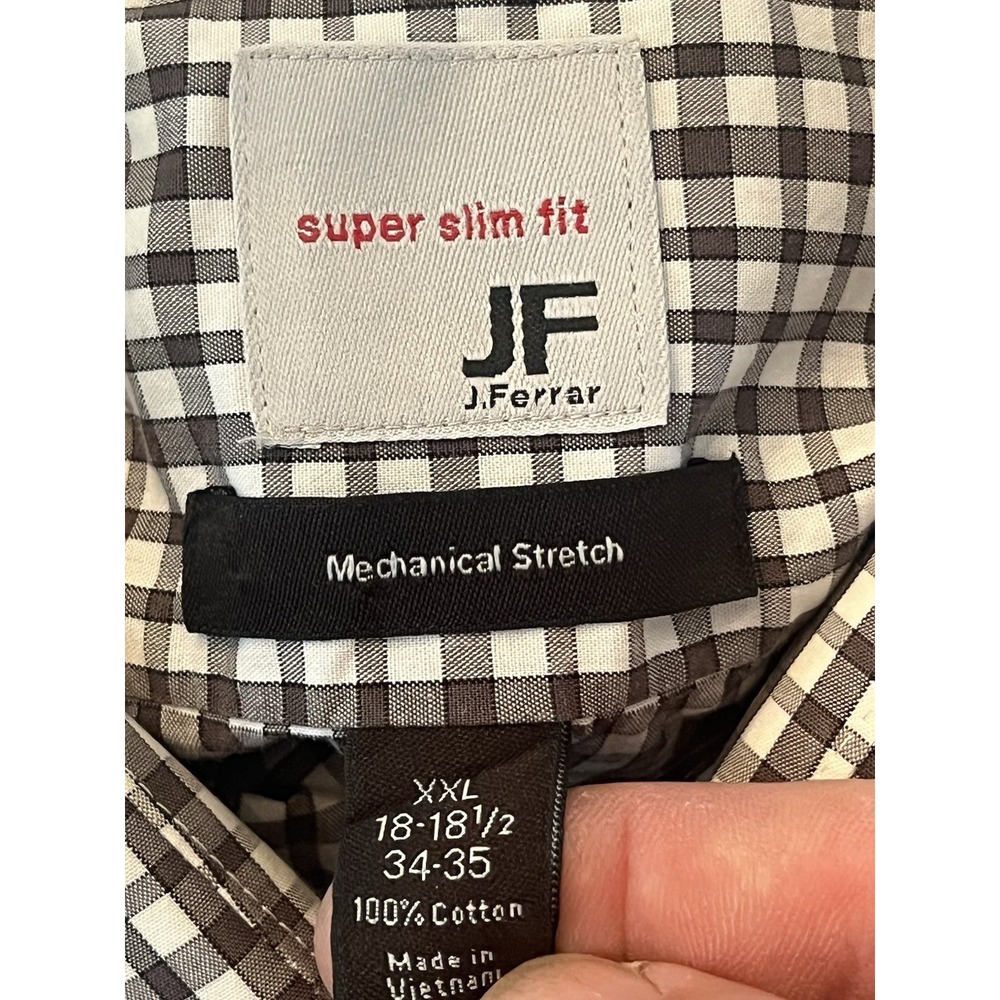 J. Ferrar Mens Super Slim Fit Plaid long sleeve dress shirt 34/35 - Picture 3 of 4